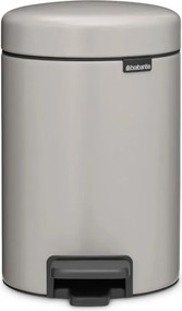 Cos de gunoi cu pedala Brabantia NewIcon 1010433, 3 l, Inchidere lenta, Baza antiderapanta, Gri deschis