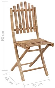Set mobilier de exterior pliabil, cu perne, 5 piese, bambus model rosu carouri, 40 x 40 x 4 cm, 5