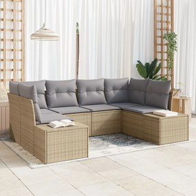 vidaXL Set 6 Piese Canapea de Grădină cu Perne Bej din Ratan Poly