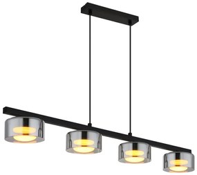 Lustra suspendata din metal negru cu sticla fumurie HIGGINS 4L