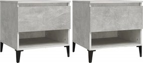 vidaXL Mese laterale, 2 buc., gri beton, 50x46x50 cm, lemn compozit