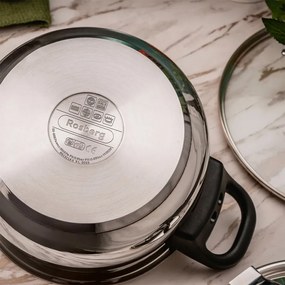 Oala sub presiune Rosberg R51311A7, 7 litri, 2 capace, Inductie, Fund cu trei straturi, Inox