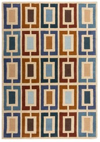Covor albastru/portocaliu țesut manual din lână 160x230 cm Retro Blocks – Flair Rugs