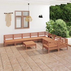 3083262 vidaXL Set mobilier de grădină, 10 piese, maro miere, lemn masiv pin