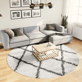 vidaXL Covor pufos &quot;PAMPLONA&quot; fire înalte negru/crem modern Ø 240 cm