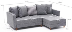 Canapea extensibilă de colț Aydam Right - Light Grey