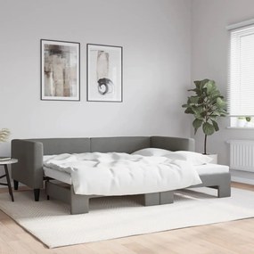 3196579 vidaXL Pat de zi cu extensie, gri închis, 90x200 cm, textil