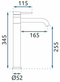 REA-B6100 - Baterie pentru lavoar LUNGIS, 34,5 cm, crom lucios