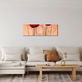 Tablou - Lalele roșii (cu ceas) (90x30 cm)
