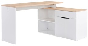 HOMCOM Birou cu Blat Extensibil pentru PC și Bibliotecă, 140x117x76 cm, Alb | Aosom Romania