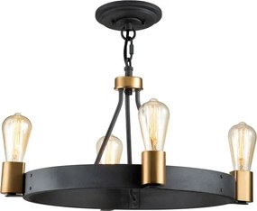 Quintiesse QN-SILAS-4P-DZ - Lustră cu tijă SILAS 4xE27/60W/230V, negru/auriu