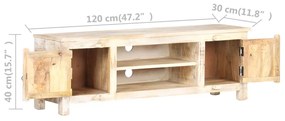 Comoda TV, 120 x 30 x 40 cm, lemn de acacia nefinisat 1, Lemn de acacia nefinisat