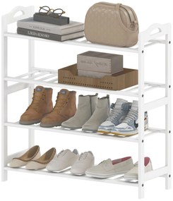 HOMCOM Raft pentru Pantofi din Bambus pentru 12 Perechi de Pantofi pentru Intrare Hol Dormitor 67,5x24,7x72 cm Alb | Aosom Romania