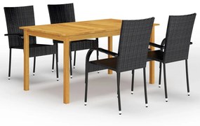 3067784 vidaXL Set mobilier de grădină, 5 piese, negru