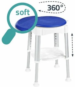 SAPHO A0050401 Scaun rotativ pentru persoane cuhandicap, înălțime reglabilă, alb/albastru