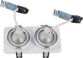 Spot încastrat rotund alb GU10 50mm rotativ și înclinabil IP44 2 lumini - Alberto