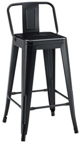 Scaun Bar Cu Spatar Upser Metalic Negru Mat