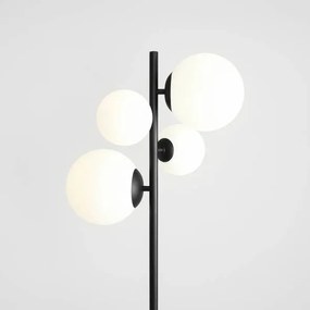 Lampadar modern negru liniar cu 4 globuri din sticla Bloom