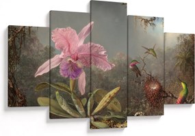 Tablou - Martin Johnson Heade, Cattleya Orchid and Three Hummingbirds, reproducere (150x105 cm)