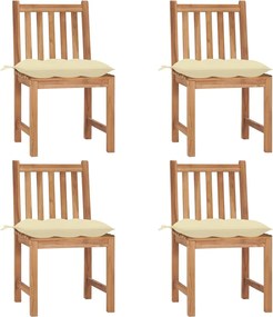 vidaXL Scaune de grădină cu perne, 4 buc., lemn masiv de tec