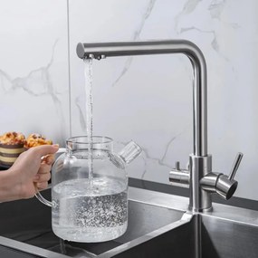 Baterie Bucatarie cu 3 Cai , Inox, Apa Filtrata, Esn1754