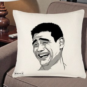 Perna Decorativa Yao Ming Meme, 40x40 cm, Crem Reliefat, Husa Detasabila, Perna Inclusa, BEKZ®