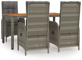 3185040 vidaXL Set mobilier de grădină cu perne, 5 piese, gri, poliratan