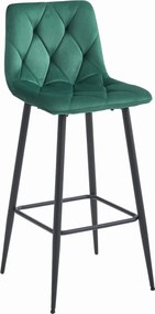 OFERTA Scaun de bar verde inchis NADO VELVET cu picioare negre Calitatea a II-a