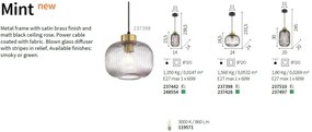 Lustra, Pendul design modern MINT-1 SP1 FUME' 237442 IDL