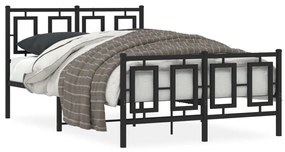 374256 vidaXL Cadru pat metalic cu tăblie de cap/picioare, negru, 120x190 cm
