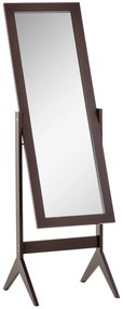 HOMCOM Oglindă pe Podea Oglindă Mare Inclinabilă pentru Dressing Camera dim. 47L x 46l x 148H cm din Lemn Maro Închis | Aosom Romania