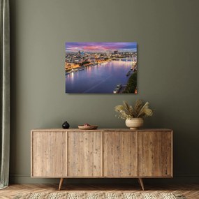 Tablou pe sticlă cu orașul Bratislava cu râu (70x50 cm)