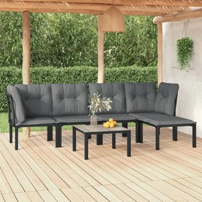 3187750 vidaXL Set mobilier de grădină, 6 piese, negru și gri, poliratan