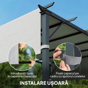 Outsunny 2 Bucăți Husă de Schimb pentru Pergolă, Protecție UV, Ușor de Montat, pentru Pergolă 3x3 m, Gri | Aosom Romania