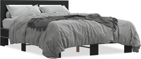 vidaXL Cadru de pat, negru, 140x200 cm, lemn prelucrat și metal