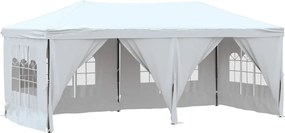 vidaXL Cort pliabil pentru petreceri cu pereți lateral, alb, 3x6 m