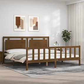 3192189 vidaXL Cadru pat cu tăblie, maro miere, 200x200 cm, lemn masiv