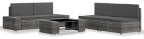 vidaXL Set mobilier de grădină, 5 piese, gri, poliratan
