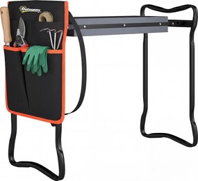 Outsunny Taburet de grădină pliabil cu pernă EVA Scaun de grădină cu geantă pentru unelte la talie Sarcină 150kg | Aosom Romania