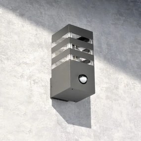 Aplica de perete exterior TEKSAS 1xE27/12W/230V IP44 antracit cu senzor
