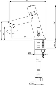 Press Baterie pentru chiuvetă, închidere automată, cu reglarea temperaturii - Fără dop de închidere Finisaj: Crom BBH_029R