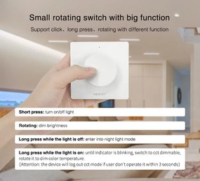 Variator de perete pentru banda LED, compatibil cu banda led monocolora si CCT, montaj aplicat, alb,MiBoxer Milight