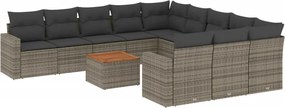 vidaXL Set canapea de grădină cu perne, 12 piese, gri, poliratan