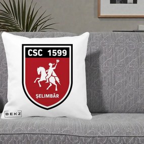 Perna Personalizata CSC 1599 Selimbar Fotbal, 40x40 cm, Alba Mata, Husa Detasabila, Perna Inclusa, BEKZ®