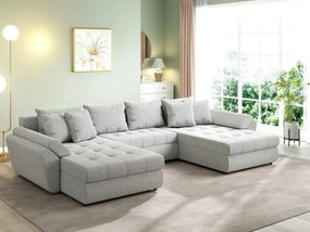 Colțar extensibil dumonde cu ladă de depozitare si sezut confortabil din spuma high-density, Loana U Euphoria Dove 355x185 cm