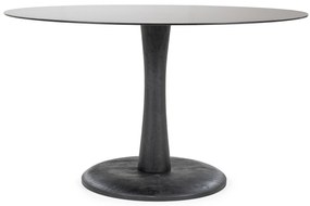 Masa dining din lemn de mango si sticla Boogie 130x130x76 cm neagra