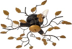 Plafoniera vintage neagră cu auriu 50 cm 3 lumini - Foglie