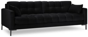 Canapea 4 locuri, Mamaia, Micadoni Home, BL, 217x92x75 cm, catifea, negru
