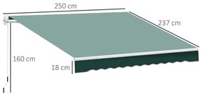 Perdea de Soare Rulanta Manuala de Perete Tesatura de Poliester 2.5×2m Verde | Aosom RO