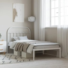 353679 vidaXL Cadru de pat din metal cu tăblie, alb, 100x200 cm